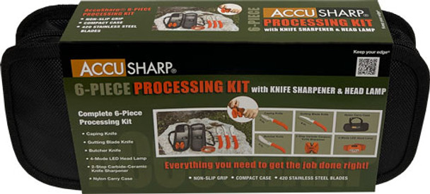 KIT W/SHARPENER & HEADLAMPACCUSHARP 6-PIECE PROCESSING 