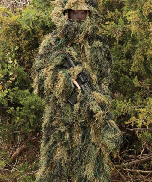 5 PIECE ADULT MEDIUM/LARGERED ROCK GHILLIE SUIT WOODLAND 