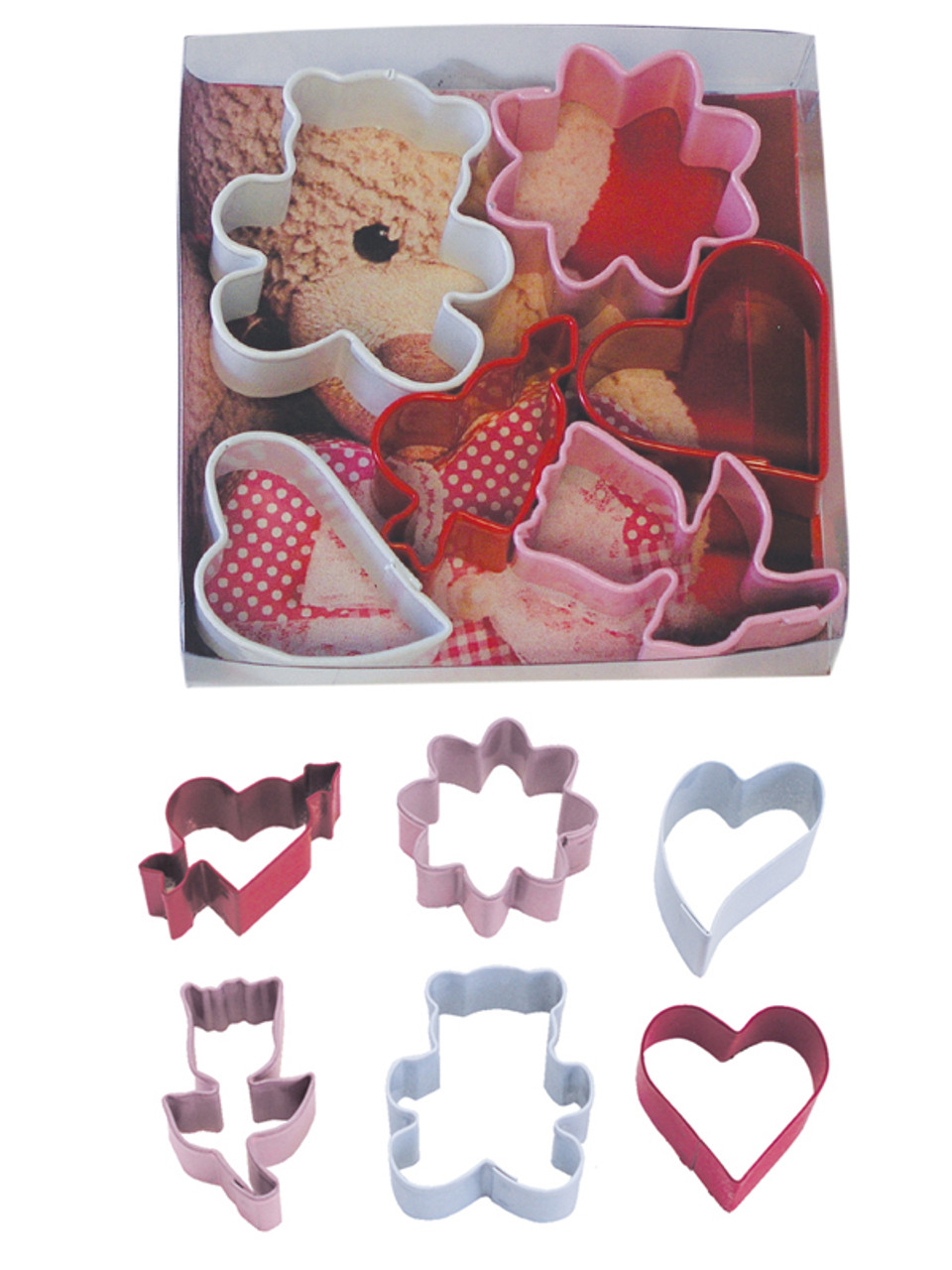 FAZHBARY 6 Counts Heart Cookie Cutter Set Small Metal Valentine's Day Cookie Cutters Heart Shaped Cookie Candy Food Mold Cutters