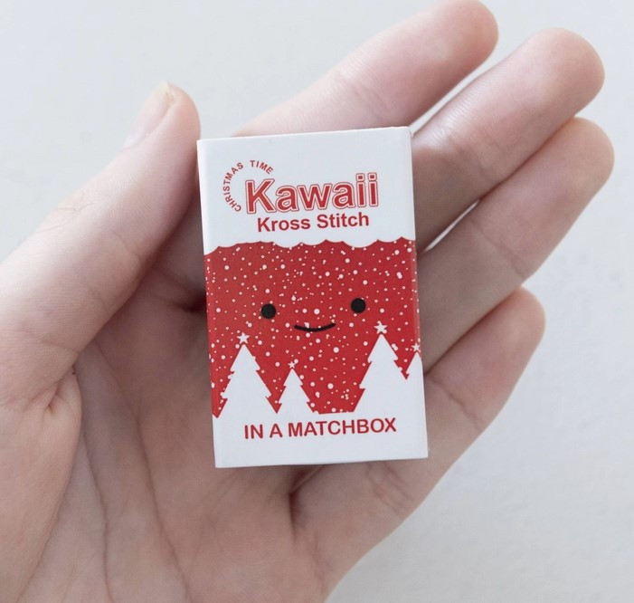 Kawaii Christmas Tree Mini Cross Stitch Matchbox - Little Obsessed