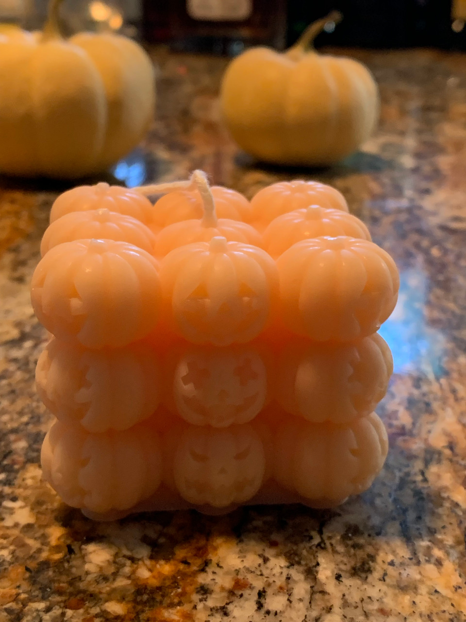 Halloween Pumpkin Cube Candle - Little Obsessed