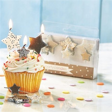 Glitter Star Shaped Party Candles, Set of 6 Glitter Star Shaped Party Candles, Set of 6