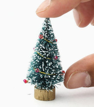 2" Miniature Decorated Bottle Brush Trees, Set of 3 2" Miniature Decorated Bottle Brush Trees, Set of 3