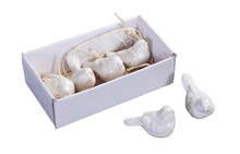 White Ceramic Birds, Set of 6 
