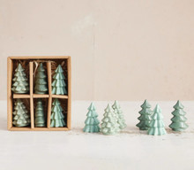 Mini Green Stoneware Trees, Boxed Set of 6 Mini Green Stoneware Trees, Boxed Set of 6