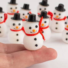 1.5" Miniature Flocked Snowman, Bag of 10 