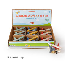 Wooden Vintage Pullback Bi-Plane