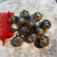 Embossed Mini Gold Mercury Glass Ornaments, Set of 12