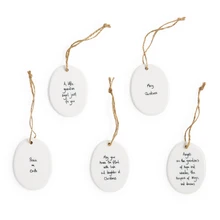 East of India Blue/White Oval Porcelain Ornament