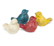 Antique Painted Cast Iron Mini Sitting Bird