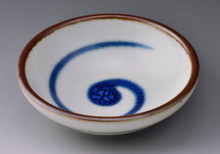 White and Lapis Swirl Sauce Dish White and Lapis Swirl Sauce Dish