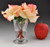 Silk Pink Roses in Glass Vase