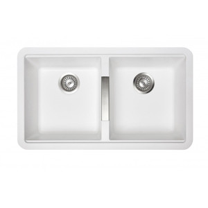 White Carysil CG2B3322 Double Bowl Stone Kitchen Sink 824*481*241mm