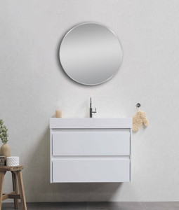 600mm Matte Brushed Nickel Framed Mirror
