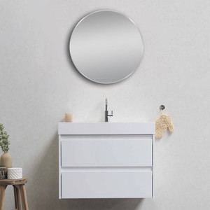 800mm Matte Brushed Nickel Framed Mirror