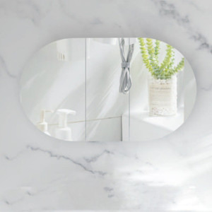 1200*750*150mm Carysil Mystic Matte White Melamine Plywood Oval Shaving Cabinet(Three Doors)