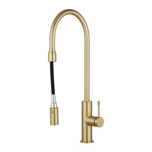 Light Brushed Brass Pull Out Kitchen Mixer