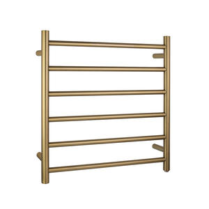 Brushed Brass Heated Towel Rack 6 Bars