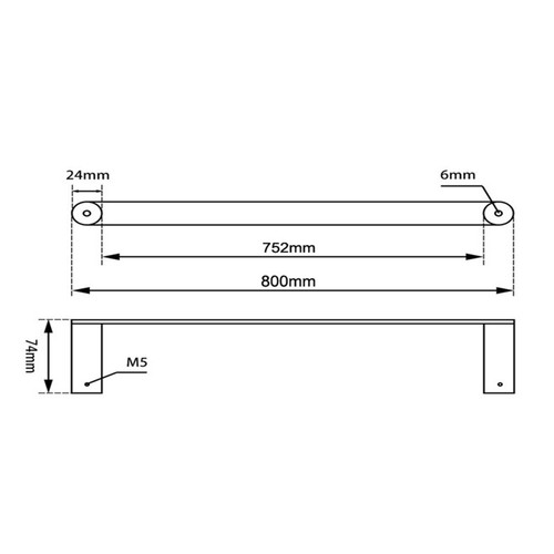 RUSHY - 800mm Gunmetal Single Towel Rail