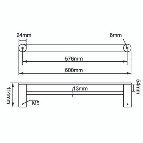 RUSHY - 600mm Brushed Brass Double Towel Rail