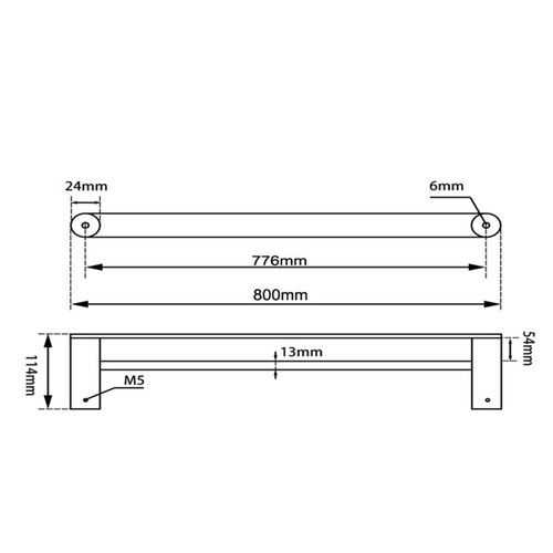 RUSHY - 800mm Gunmetal Double Towel Rail