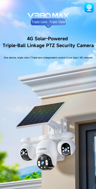 KF Outdoor Triple-Lens Triple-PTZ 4G Solar Security Camera P19-L wifi