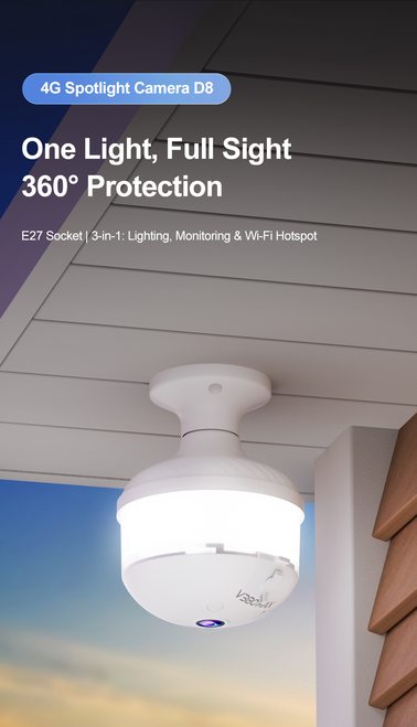 KF Smart Light Bulb Camera D8-CPE · 3MP Panoramic Security
