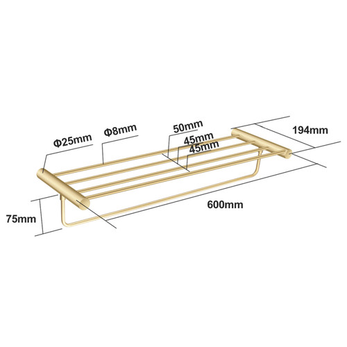Brushed Brass Shower Shelf
