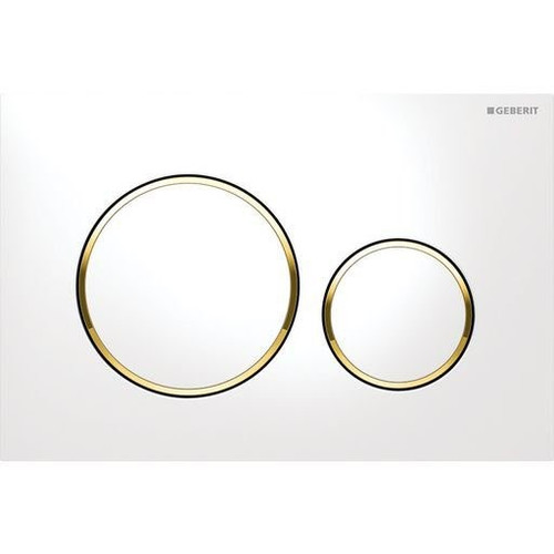 Sigma20 White with Gold Trim ABS Dual Flush/Access Plate(Round Button)