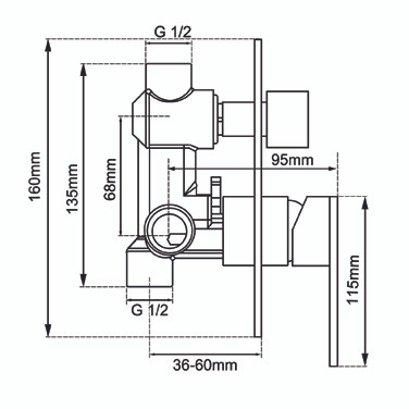 LUCID PIN Series Gunmetal Diverter Mixer Trim Kit (match CLPD)