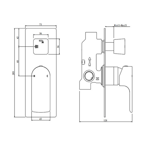 VOG Series Brushed Brass Diverter Mixer Trim Kit (match CLPD)
