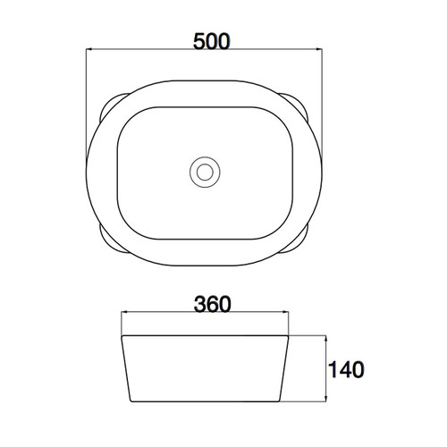 500x360x140mm Gloss White Above Counter Basin