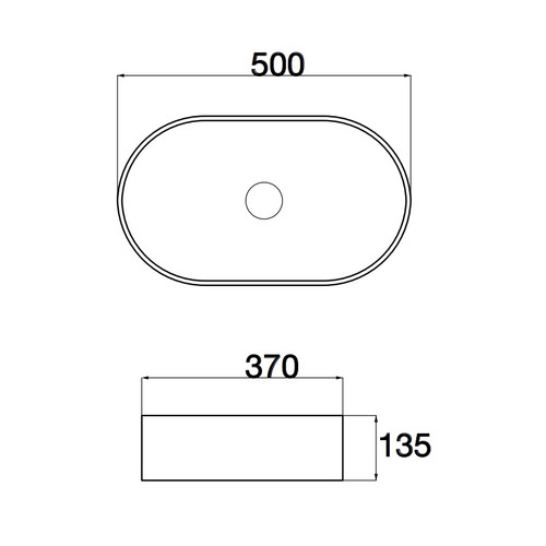 500x370x135mm Gloss White Above Counter Basin