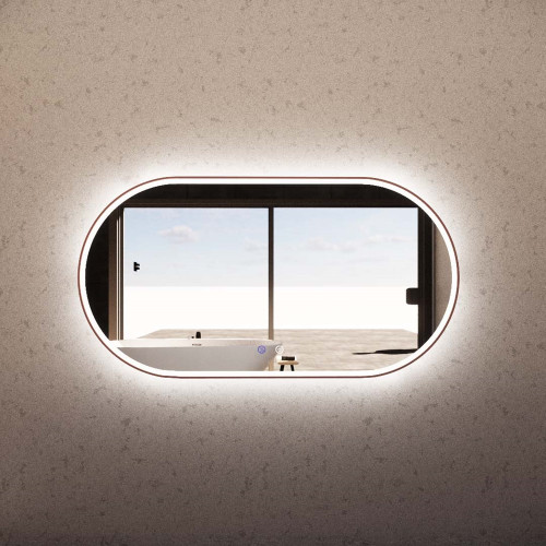 1500*800mm Brushed Copper Framed Oval LED Mirror