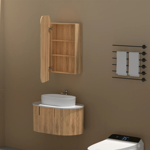 450*900*150mm Carysil Earls Original Walnut Melamine Plywood Squircle Shaving Cabinet(Single Door)