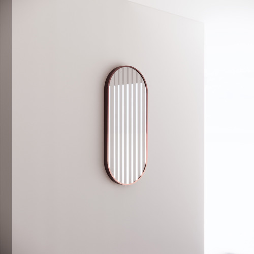 900x450mm Brushed Copper Framed Oval Plain Mirror