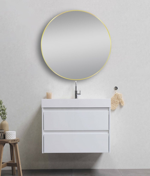 800mm Matte Brushed Gold Framed Mirror