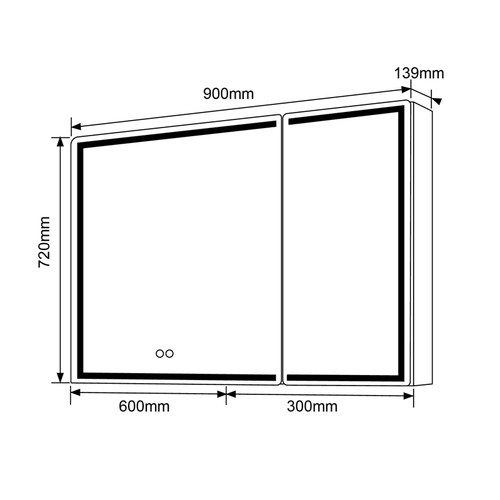 1200x720x139mm LED Shaving Cabinet