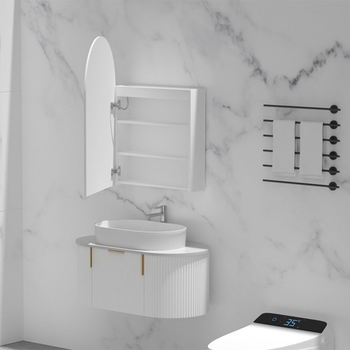 600*900*150mm Carysil Imperial Matte White Melamine Plywood Arch LED Shaving Cabinet(Single Door)