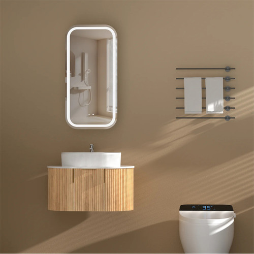 450*900*150mm Carysil Earls Original Walnut Melamine Plywood Squircle LED Shaving Cabinet(Single Door)