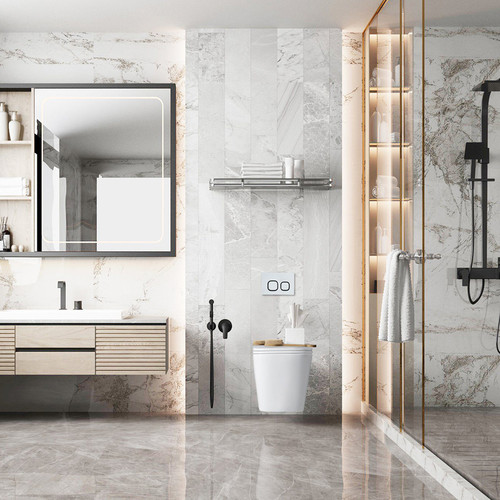 ENOX66 490*340*350mm Gloss White Rimless Flushing Wall Hung Pan