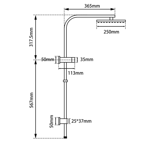 Brushed Nickel Shower Rail