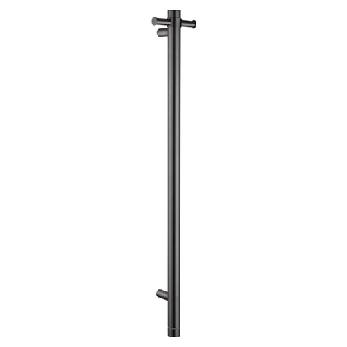 Round Vertical Brushed Gun Metal Grey Electric Heated Towel Rack Single Bar