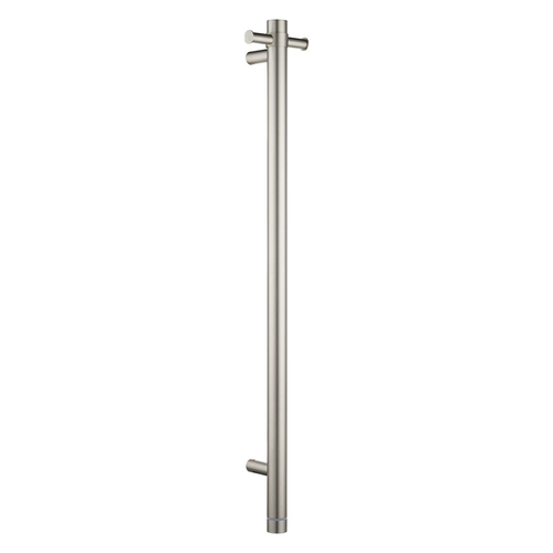 Round Vertical Brushed Nickel Electric Heated Towel Rack Single Bar(with Timer)