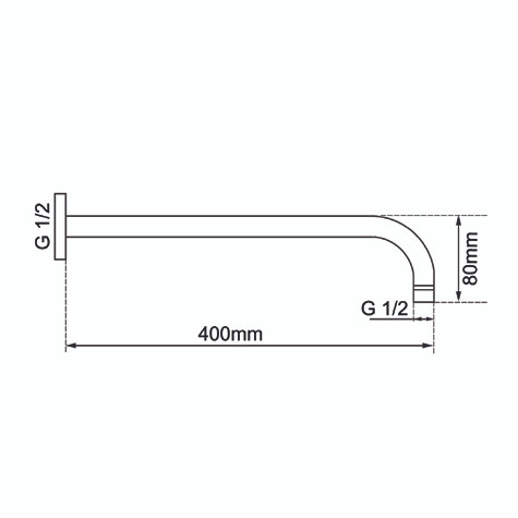 400mm Brushed Brass Wall Shower Arm