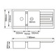 Specification Manual 1160x500x200mm Black Granite Double Bowl Kitchen Sink