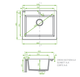 490x580x220mm White Granite Single Bowl Kitchen Sink