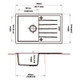 White Carysil Vivaldi D100S Granite Single Bowl with Drain Board Stone Kitchen Sink 780*500*205mm