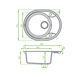 470x580x198mm Grey Granite Single Bowl Kitchen Sink