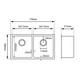 770x450x215mm Gun Metal Grey Stainless Steel Double Bowl Kitchen Sink